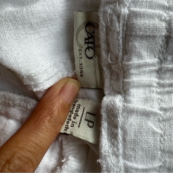 CATO Women's Solid Linen Pants Drawstring Beach White Sz L Pockets Lounge Wear - Picture 10 of 12